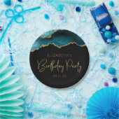 Chic Agate Geode Aquamarin Gold jedes Jahr Geburts Pappteller (Party)