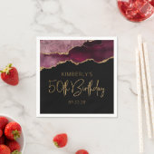 Chic Agate Geode Burgundy Gold 50. Geburtstag Serviette (Beispiel)
