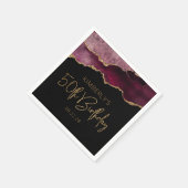 Chic Agate Geode Burgundy Gold 50. Geburtstag Serviette (Ecke)