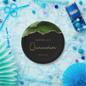 Chic Agate Geode Green Gold Quinceañera Pappteller (Party)