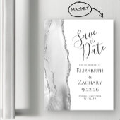 Chic Agate Gray Silver Magnetic Save the Date Magnetkarte