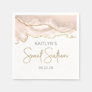 Chic Agate Ivory Gold Sweet 16 Geburtstag Serviette