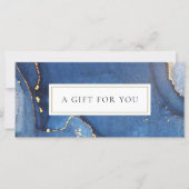 Chic Agate Marble Blue Gold Geschenkgutschein (Vorderseite)