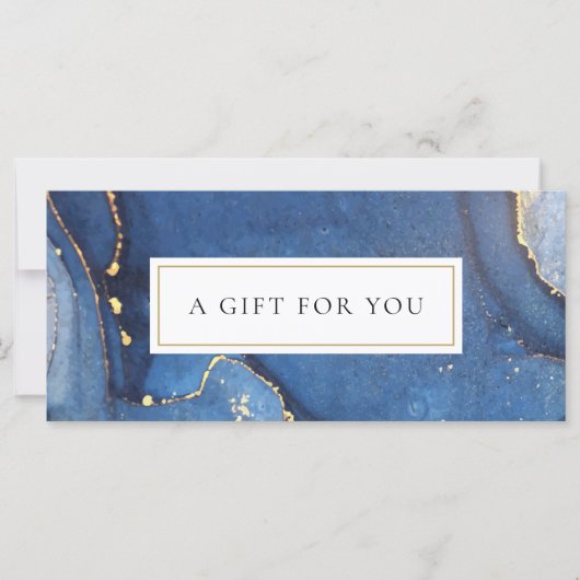 Chic Agate Marble Blue Gold Geschenkgutschein (Vorderseite)