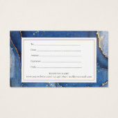 Chic Agate Marble Gold Navy Blue Geschenkgutschein (Rückseite)