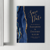 Chic Agate Navy Blue Gold Magnetkarte