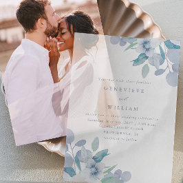 Chic Airy Blue Floral Bouquet Wedding Pergament Einladungen