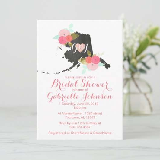 Chic Alaska Staat Blumendusche Einladung (Stehend Vorderseite)