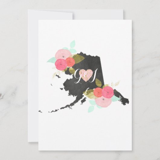 Chic Alaska Staat Blumendusche Einladung (Rückseite)