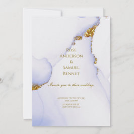 Chic Alcohol Ink Handmade Gold Wedding Invitation Einladung