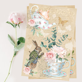 Chic Alice im Wunderland Collage Decoupage Rabbit Seidenpapier