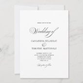 Chic All-in-One-Schwarz-weiß-Script-Hochzeit Einladung (Vorderseite)
