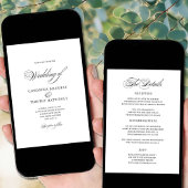 Chic All-in-One-Schwarz-weiß-Script-Hochzeit Einladung