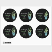 Chic alles wachsen mit Liebe motivierend Runder Aufkleber (Blatt)