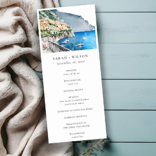 Chic Amalfi Küste Italien Landscape Wedding Progra Einladung