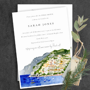 Chic Amalfi Küste Italien Landschaftsbild Brautpar Einladung