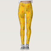 Chic Amber Orange Atomvortex Muster Leggings (Vorderseite)