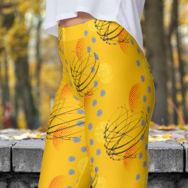 Chic Amber Orange Atomvortex Muster Leggings
