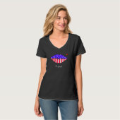 Chic American Flag, Stars & Strips Lippen T-Shirt (Vorderseite Vollansicht)