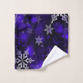 Chic Amethyst Lila Snowflake Motif Badhandtuch Set (Waschlappen)