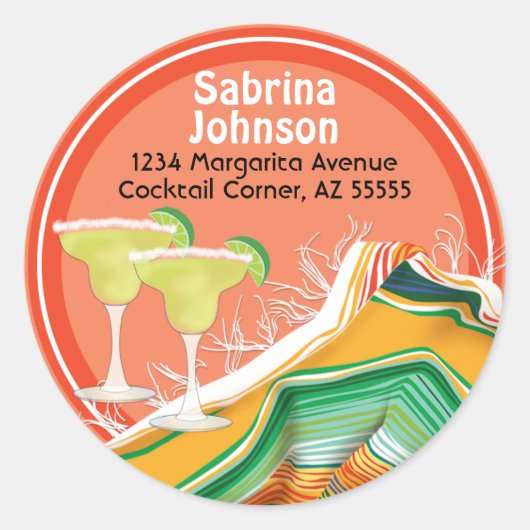 Chic and Contemporary Margarita Address Label Runder Aufkleber (Vorderseite)