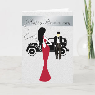 Chic and Elegante Anniversary Card mit Vintage Car Karte