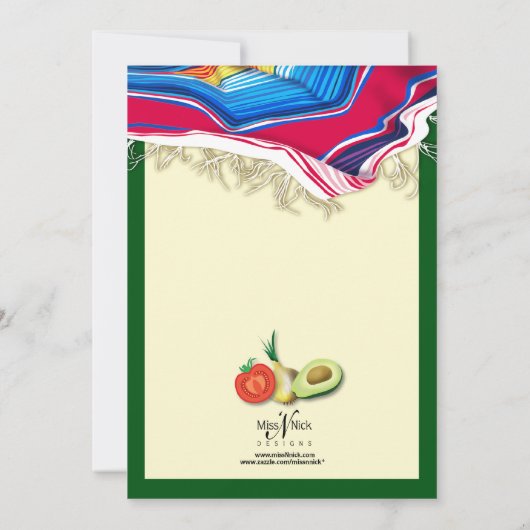 Chic and Fun Mexican Fiesta Party Einladung (Rückseite)