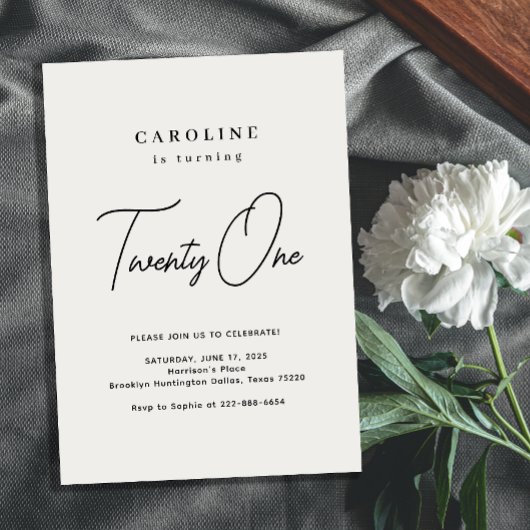 Chic and Modern 21. Geburtstag Einladung