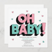 Chic and Playful Baby Shower Einladung - Oh Baby (Vorne/Hinten)