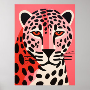 Chic and Playful Pink & Black Jaguar Print Poster