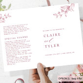 Chic and Simple White and Burgundy Wedding Program