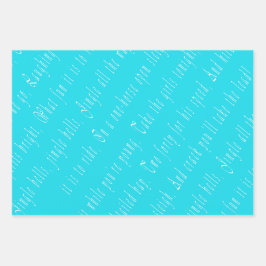 Chic and Stylish Turquoise Blue Christmas Script Geschenkpapier Set