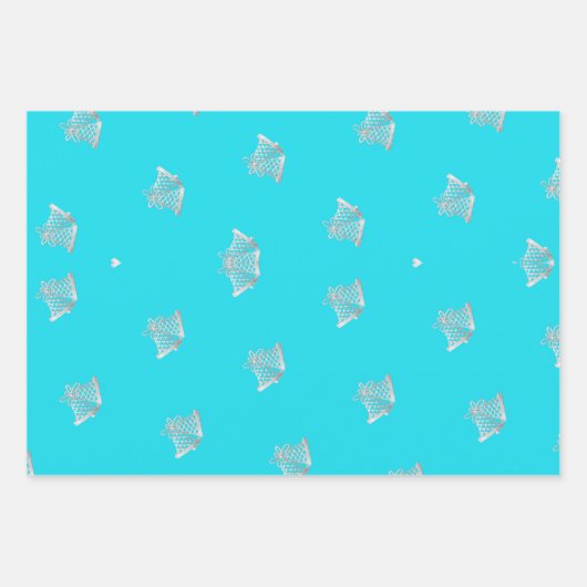 Chic and Stylish Turquoise Blue Christmas Script Geschenkpapier Set (Vorderseite 3)