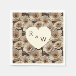 Chic Anemones Sparkle Autumn Wedding Serviette