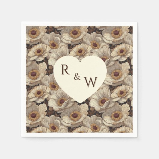 Chic Anemones Sparkle Autumn Wedding Serviette (Vorderseite)