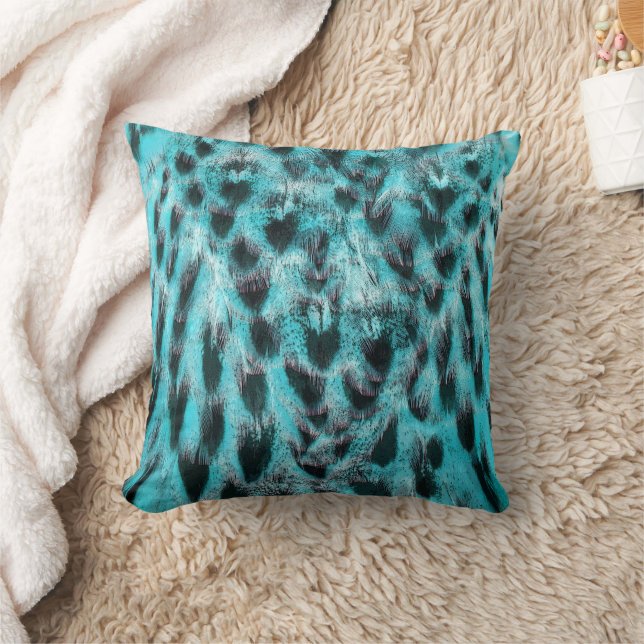 Chic Animal Print - Federmuster, blau und schwarz Kissen (Decke)