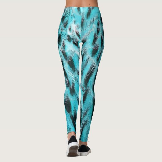 Chic Animal Print in blau - Federdesign Leggings (Rückseite)