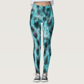 Chic Animal Print in blau - Federdesign Leggings (Vorderseite)