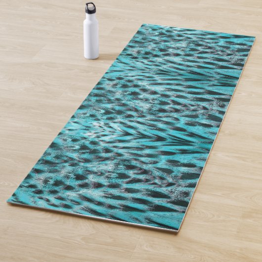 Chic Animal Print in blau - Federdesign Yogamatte (Beispiel)