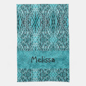 Chic Animal Print in blau - Federn und Glitzer Geschirrtuch (Vertikal)