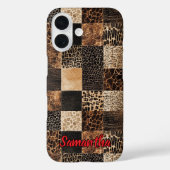 Chic animal print leopard collage monogram Case-Mate iPhone hülle (Rückseite)