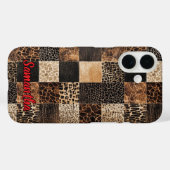 Chic animal print leopard collage monogram Case-Mate iPhone hülle (Rückseite (Horizontal))