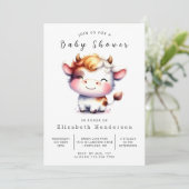 Chic Animal Simple Cow Baby Dusche Einladung (Stehend Vorderseite)