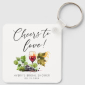 Chic Anklang an die Liebe Aquarellwein Gefallen Schlüsselanhänger (Rückseite)