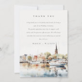 Chic Annapolis Maryland Watercolor Wedding Dankeskarte (Vorderseite)