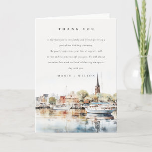 Chic Annapolis Maryland Watercolor Wedding Dankeskarte
