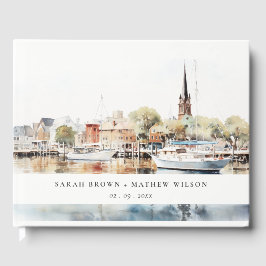 Chic Annapolis Maryland Watercolor Wedding Gästebuch