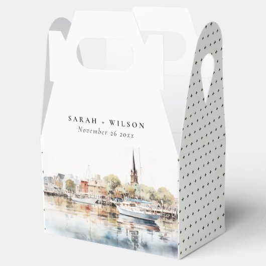 Chic Annapolis Maryland Watercolor Wedding Geschenkschachtel (Geöffnet)