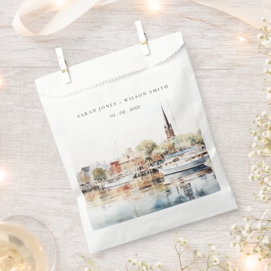 Chic Annapolis Maryland Watercolor Wedding Geschenktütchen (Ausgeschnitten)