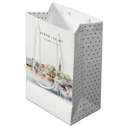 Chic Annapolis Maryland Watercolor Wedding Mittlere Geschenktüte